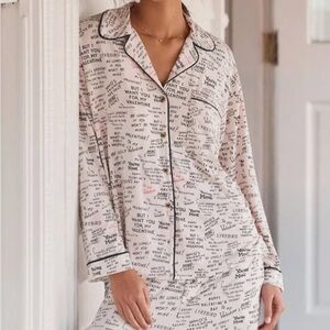 Anthropologie Lyrebird Valentines Printed Pajama Set “BE MINE”